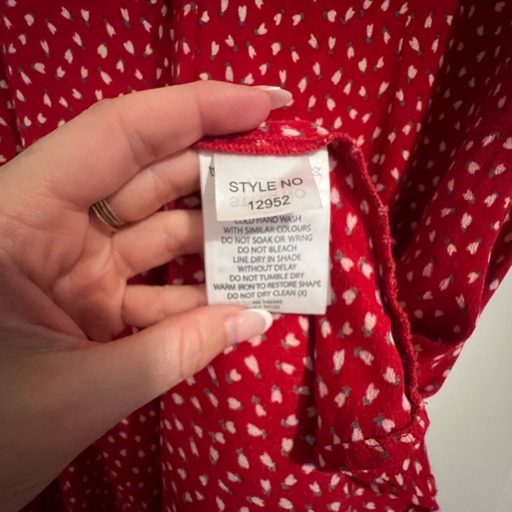 Lulu's Red Button Down Short Sleeve Dress - Picture 5 of 6